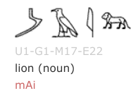 lion in Egyptian hieroglyphs